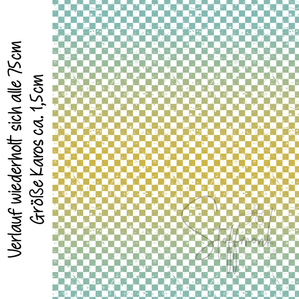 Ep BIO French Terry - Karogrunge Verlauf " Sea/Yellowstone "